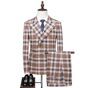 Costume de haute qualité 5xl (veste de costume + pantalon) Business de style italien pour hommes