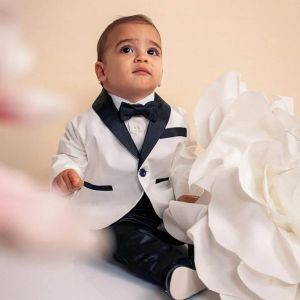Costume de haute qualité garçon de bébé combinaison mode 2 pièces de châle solide remaniement de châle de fête formelle de mariage smoking pour les enfants de 1 à 12 ans