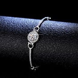 Pakken Inbeaut Platinum Sier 1 CT Uitstekende Cut Round D Color Pass Diamond Test Moissanite Hoop Bracelet Classic Wedding Bracelet