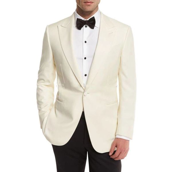 Trajes Trajes de hombre de marfil Traje de boda Novio Novio de negocios Esmoquin por encargo Formal 2 piezas Blazers masculinos Padrinos de boda Padrino de boda