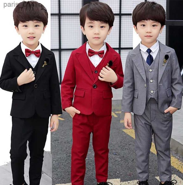 Trajes Traje formal para niños japoneses para bodas Fiesta Flor Niños Vestido de esmoquin Blazer Chaleco Pantalones 3 piezas Traje de actuación de baile para niños