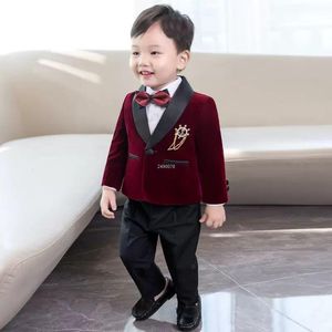 Costumes enfants 1 an robe d'anniversaire bébé garçons velours blazer veste pantalon pantalon paquet enfants