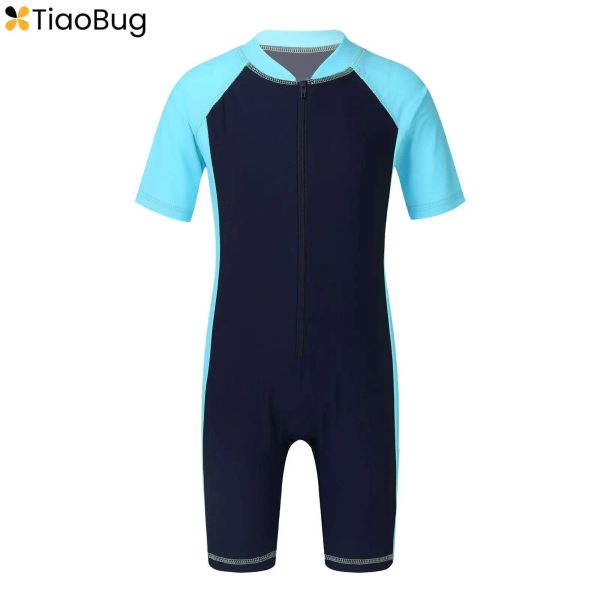 Costume pour enfants garçons filles un morceau de maillot de bain à manches courtes à manches de surface de surface uv protection solaire cutanée bodys de maillot de bain bodys de plage