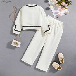 Costumes pour enfants filles ensembles de vêtements 2024 printemps elegant princess style vêtements tenues de veste à manches longues pour bébé pour petite fille + pantalon