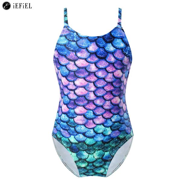 Costumes Enfants Filles Maillot De Bain Une Pièce Écailles De Poisson Imprimé Maillot De Bain Maillot de bain D'été Plage Maillot De Bain De Sport Beachwear