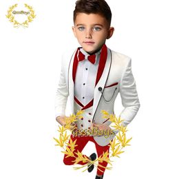 Suits Kids Suit Bruiloft Tuxedo Driedelig Jas Broek Vest Custom 3-16 Jongens Kleding Blazer Set Rode Volledige Outfit conjuntos de blazerHKD230704