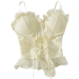 Costume en dentelle corset femme spaghetti sangle débardeur