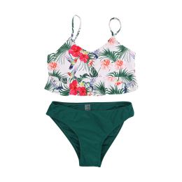 Costumes feuilles falbala enfants girls enfants maillot de bain se maillot de bain imprimement fleur enfant bébé enfants bikinis de plage d'été fille bébé biquini infantil