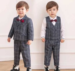 Pakken Little Prince Baby Boys Jacket+Vest+Pants Bowtie 3 PCS Wedding Suit Gentleman Kids Birthday Dress Children Feestkostuum