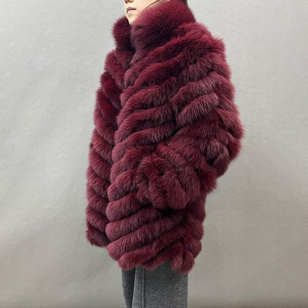 Trajes estilo largo 75 cm de longitud Casaco De Pele chaqueta de piel gruesa y cálida de invierno para mujer chaqueta reversible chaquetas de manga larga S5437