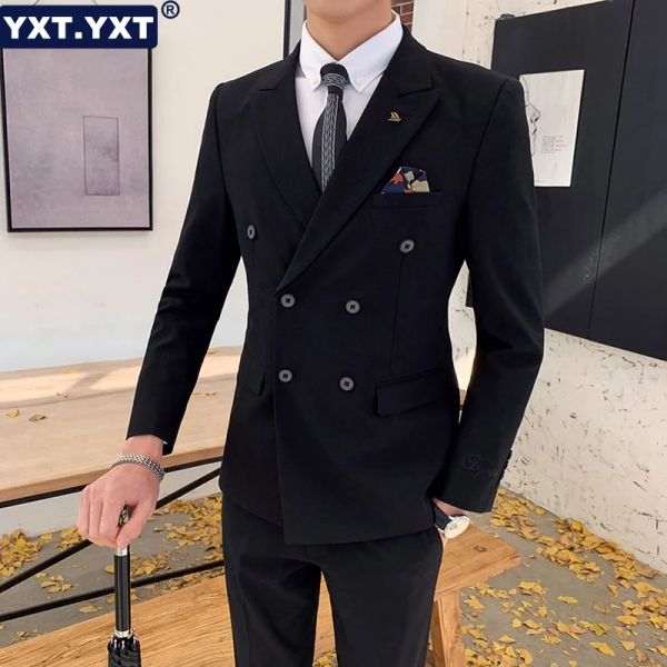 Trajes Traje masculino 2023 Nuevo en hombre, chaqueta informal de negocios con doble botonadura, pantalones, conjuntos de 2 piezas, trajes de pantalón elegantes para fiesta de boda y noche