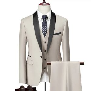 Costumes hommes affaires de mariage décontracté trois pièces pantalon veste pantalon gilet gilet pantalon de blaser masculin