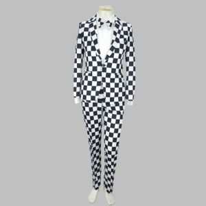 Pakken Mannen Kleding Gestreepte Blazers Broek Strikje 3 stks/set Zanger Pak Clown Kostuum Magic Show Plaid Trouwjurken voor Mannen