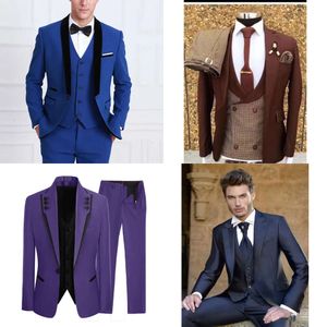 Pakken Men's Blazers Blazer Stripe Navy Blue Gotched revers Single Breasted Wedding Terno Outfits Masculino kostuum Homme Slim Fit 230705