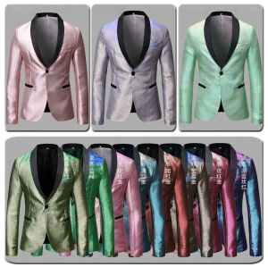 Traje de traje de traje colorido de trajes para hombres Fit Slim mejor hombre Vestido casual Multi color Traje de escenario brillante cantante masculino (solo blazer)