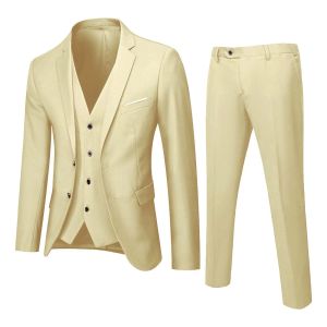 Costumes Costume de mariage pour hommes 2023 marié BestMan Groomsman solide formel Blazer pantalon élégant ensemble mince hommes fête robe de mariée costume vêtements