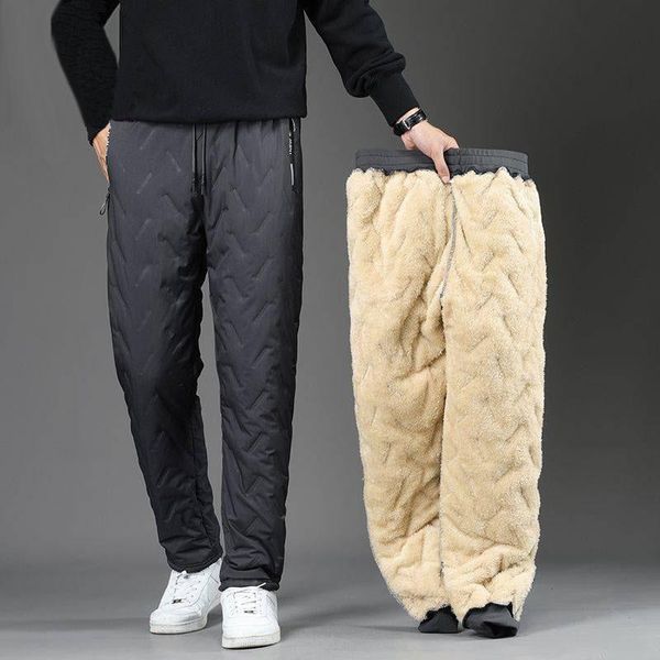Trajes Pantalones de invierno para hombre Pantalones de chándal cálidos de lana de cordero gruesa Pantalones harén de moda informal Pantalones deportivos para hombre de color sólido