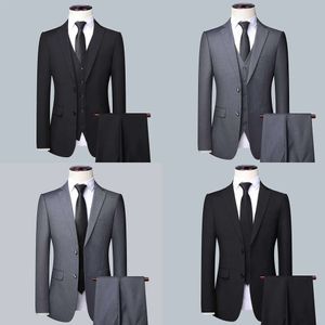 Suits Blazers Blazers de alta calidad Blazer pantalones Men Simple Business Elegant Fashion Trabajo Entrevista de trabajo Caballero Slim 3 piezas 230418