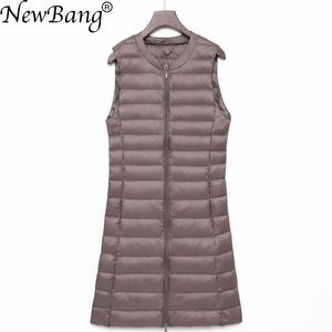 Costumes Newbang femmes gilet Long Ultra léger vers le bas gilets femme vers le bas manteau mince sans manches Plus 4xl Oneck veste