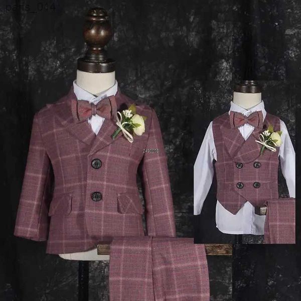 Trajes Bebé recién nacido Niños 1 año Traje de cumpleaños Flor Niños Traje de boda a cuadros formal Vestido de fotografía para niños Disfraz de espectáculo