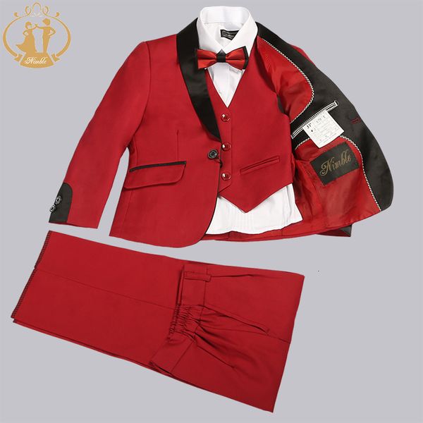 Costumes Nimble Printemps Automne Formel pour Garçons Enfants Mariage Blazer 3PcsSet Enfants Vêtements En Gros 3 Couleurs Rouge Noir et Bleu 230830