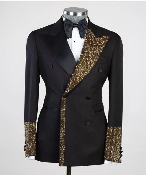 Costume un morceau de blazer hommes costumes smoking appliques un bouton pic pic satin perles formelles de perles de fête plus taille