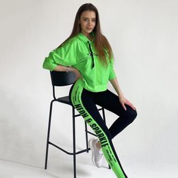 Suits Oshoplive Iridiscent Patchwork Mesh Hoodies Leggings Suits Mujeres Casco Casual Contraste Color Sportswear para mujeres