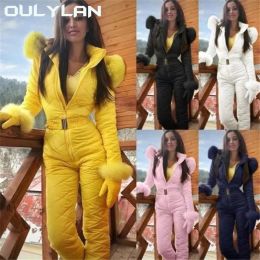 Suits Oulylan Eendelige ski-jumpsuit Dikke winter Warm Dames Snowboard Skipak Buitensporten Skibroek Set Rits Skipak