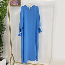 Costumes robe de prière couleur unie crêpe tissu dubaï turc Hijabi musulman Abaya vêtements islamiques en vrac femmes tenues modestes Ramadan Eid
