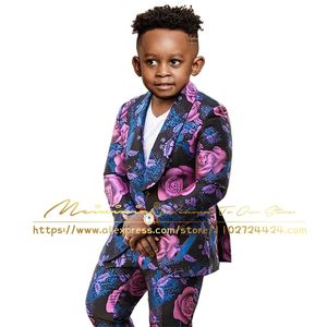 Pakken Paarse Bloemen Jongens Pakken 2 Stuks Kinderkleding 216 Jaar Oude Bruiloft Smoking Blazer Voor Kind kostuum enfant mariage 230927