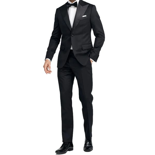 Costumes Shenrun costumes sur mesure pour hommes 2 pièces costume sur mesure en laine noir Satin pic revers costume sur mesure hommes smoking fournisseur personnalisé