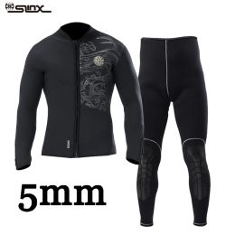 Pakken slinx 5 mm duik wetsuit jassen en broeken mannen neopreen duiken kit surfen onder water kledingpak voor zip