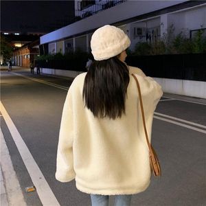 Past Lente en Herfst Dunne Losse Lamswollen Sweatershirt Oversized Vrouwen Koreaanse Teddy Fleece Vrouwelijke Jassen Mode Causale Jassen