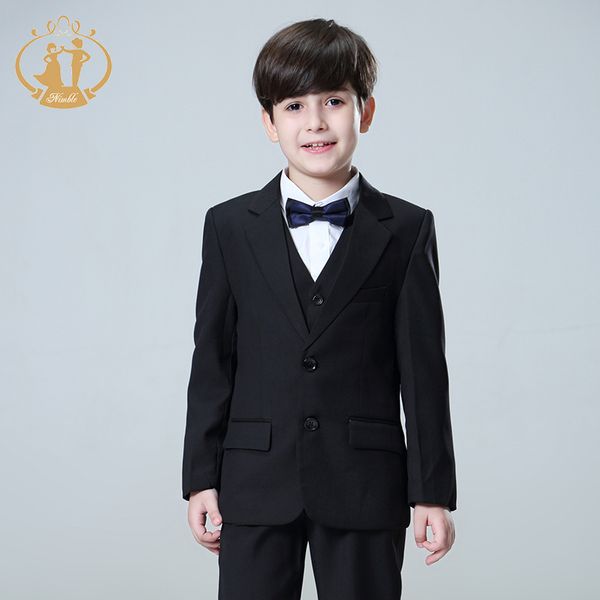 Costumes printemps automne formel noir pour les mariages ensemble enfants fête hôte Costume enfants Blazer gilet pantalon 3 pièces vêtements en gros 230830