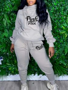 SUITS Street Tracksuit Pink Letter Sweins Suit's Femme's Skew Skew Capinage Sweatshirt Jogger Pantal