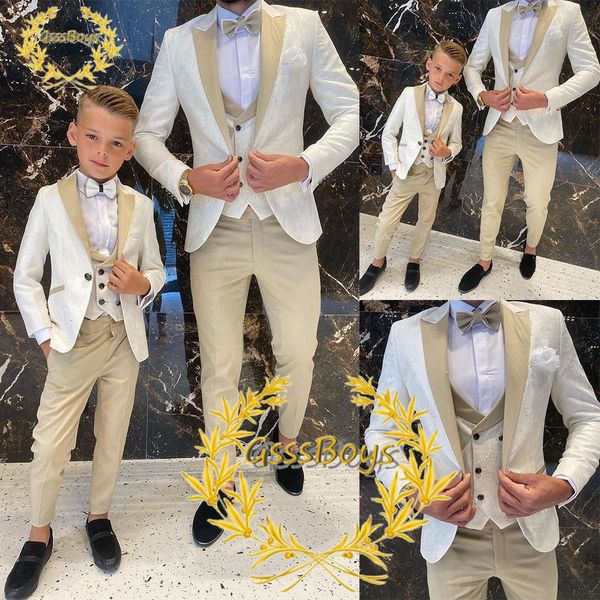 Costume pour garçons Tuxedo Tuxedo 3 pièces Double pantalon Blazer Pantalon Succès châle Collier Veste formelle personnalisée 3-16 ans 230216