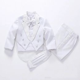 Pakken zomer baby boy pakken set trouwjurk voor jongens feestkleding 5 Stuk zwart wit polyester kind pak 231213