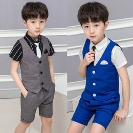 Pakken Summer School Kids Fashion Vest Suits Royal Blue Children Vest Pography Dress For Prom Brand Baby Boys Evening Desse 230131
