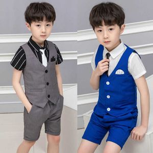 Costumes Summer School Enfants Mode Gilet Costumes Bleu Enfants Gilet Photographie Robe Pour Le Bal Nouvelle Marque Bébé Garçons Soirée VêtementsHKD230704