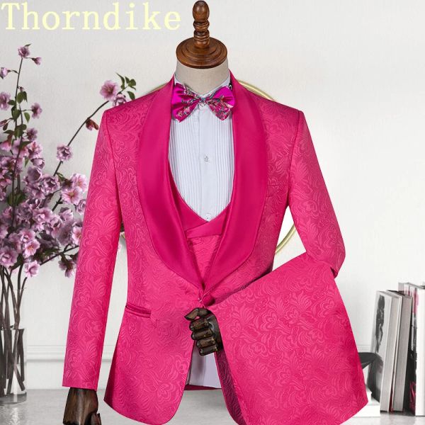 Costumes Thorndike différentes couleurs un bouton Smoot de marié châle repeuple garnisque les meilleurs hommes combinaisons pour hommes costumes de mariage trois pièces costumes