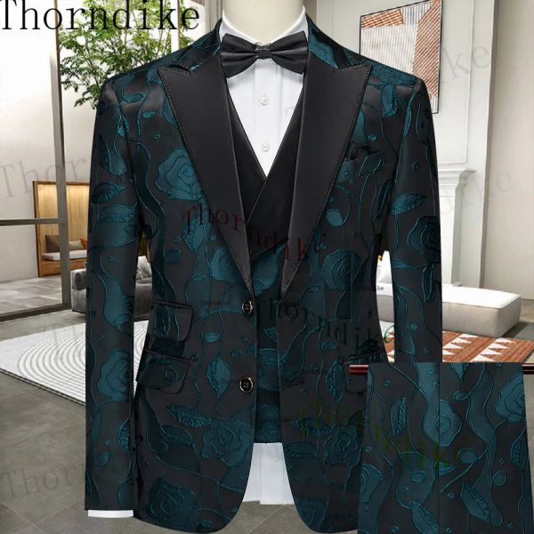 Trajes Thorndike, moda de lujo, trajes de boda para hombre, novedad de 2023, esmoquin para caballero, chaqueta con solapa en pico, chaleco con un botón, pantalón ajustado