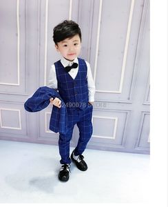 Pakken van topkwaliteit Flower Boys Suit voor bruiloft Gentleman Kinderen formele Tuxedos Blazer Jacket Children Performance Party Dissing Costume 230526