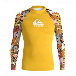 Pakken Tricota Surfing Shirts Men Professional Long Sleeve Surf T -shirts Beach Rash Guard UV Protection Swimwear UPF+50 Duikkleding