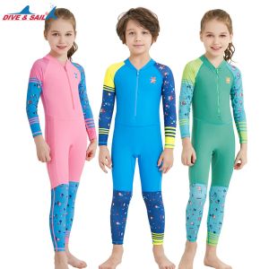 Pakt UPF50+ Kinderen Duiken Pak Kids Longsleeve Rash Guards Antiuv dunne stijl jongens meisjes surfen jumpsuit badkleding wetsuit kajak