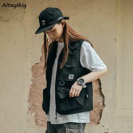 Costumes Gilets Couple Femmes Poche Design Cargo Nouveaux Adolescents Japon Style Sans Manches Collège Unisexe Été Vêtements D'extérieur Vente Chaude Haruku