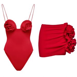Costumes couleur vintage rouge couleur unie de maillot de mail
