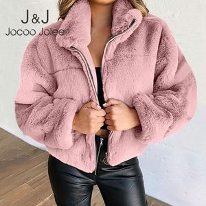 Suits Warm Vrouwen Oversized Jas Effen Kleur Fleece Tops Cropped Vrouwelijke Overjas Pluizige Namaakbont Teddy Blouse Haruku Streetwear