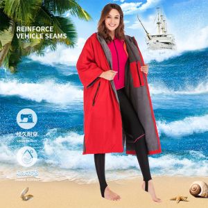 Costumes surfaces imperméables changeant de manteau extérieur, veste à douille en polaire, en gardant un manteau de poncho surdimensionné chaud pour la natation du surf et de la plage