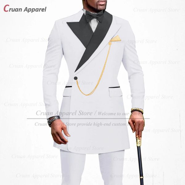 Costumes Blanc Hommes Costume Slim Fit Luxe Designs De Mode Blazer Pantalon 2 Pièce Homecoming Business Mariage Smoking Pour Hommes Dernière Veste Ensemble