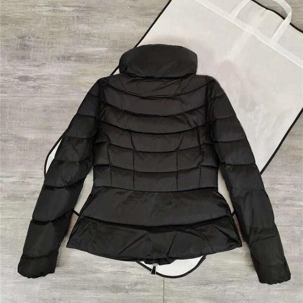 Trajes de invierno 2022, chaqueta de plumón corta para mujer, chaqueta de Golf con cuello levantado, chaqueta gruesa ajustada de plumón de ganso blanco fino